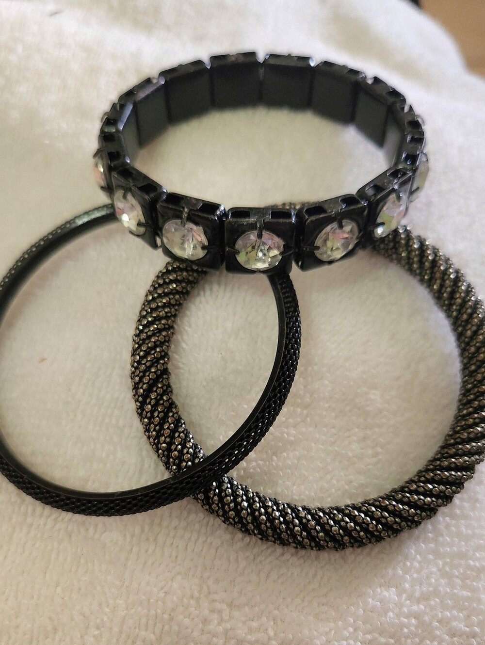 Black Rhinestone Accent Women's Bracelet Set